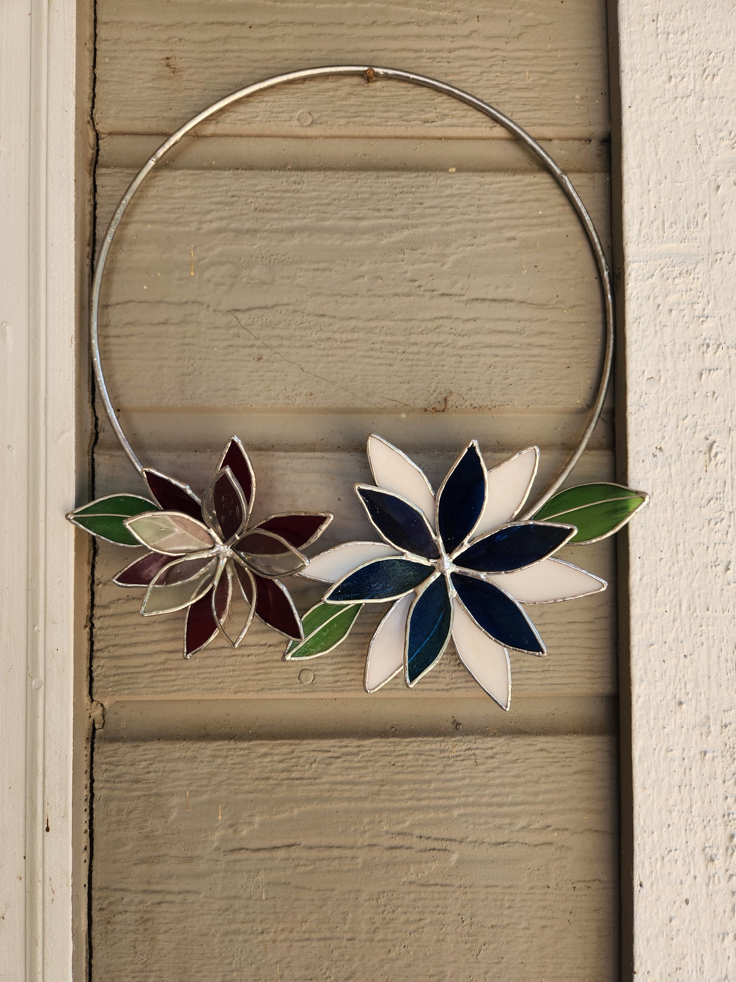 Red, White & Blue Floral Stained Glass Wreath