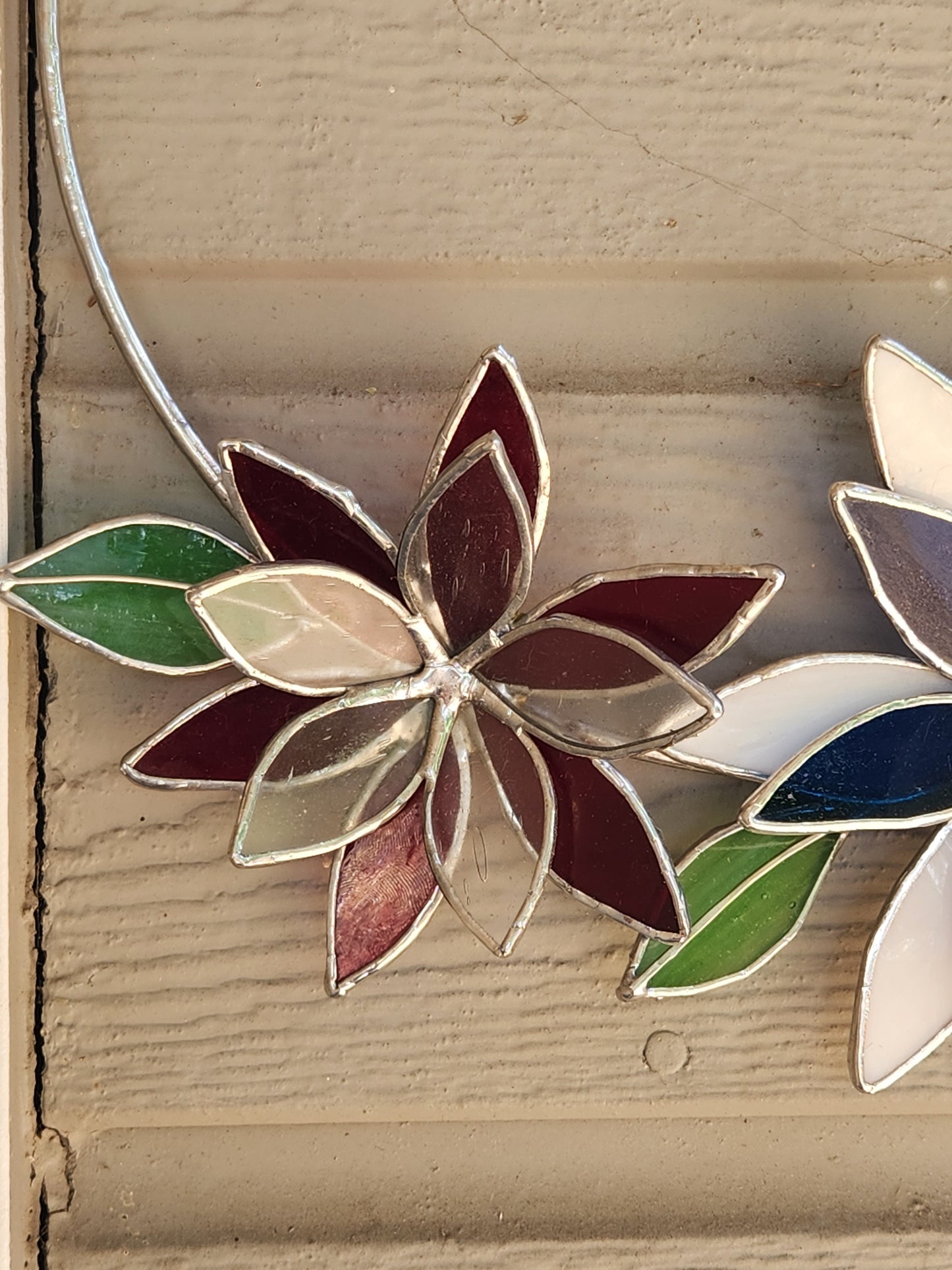 Red, White & Blue Floral Stained Glass Wreath