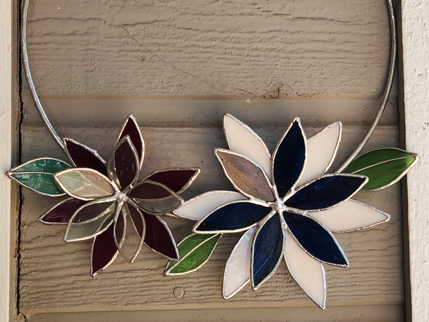 Red, White & Blue Floral Stained Glass Wreath