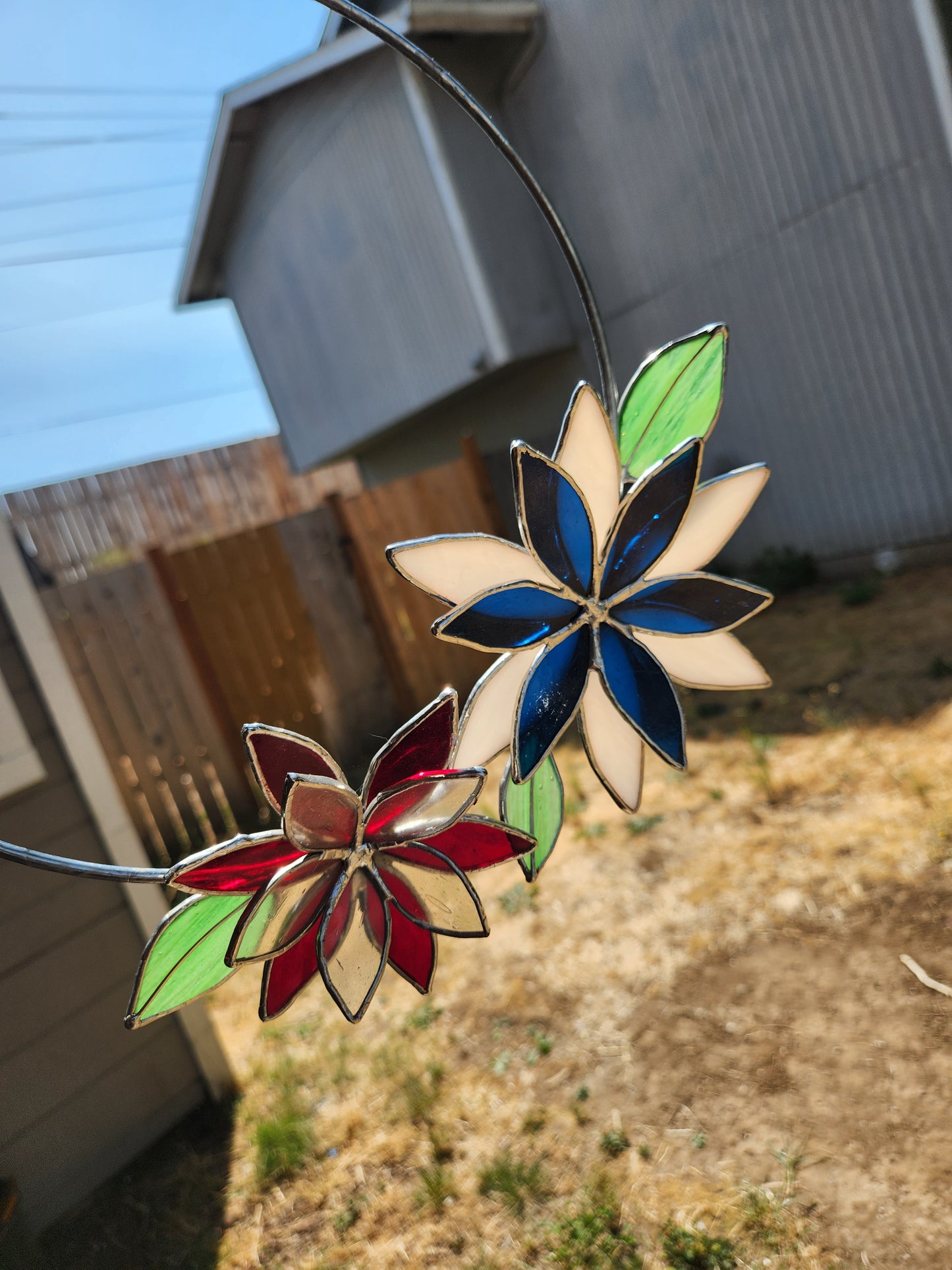 Red, White & Blue Floral Stained Glass Wreath