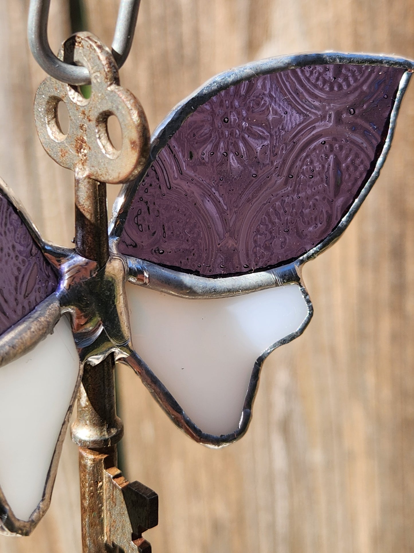Stained Glass Lilac & Purple Wispy Flying Key