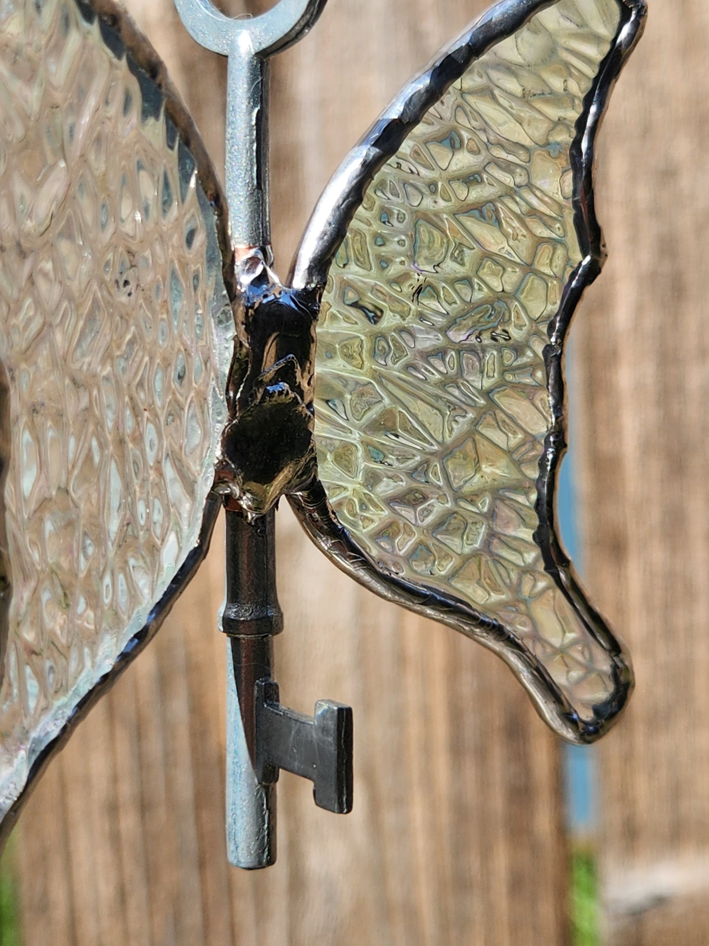 Iridescent Texture Stained Glass Flying Key