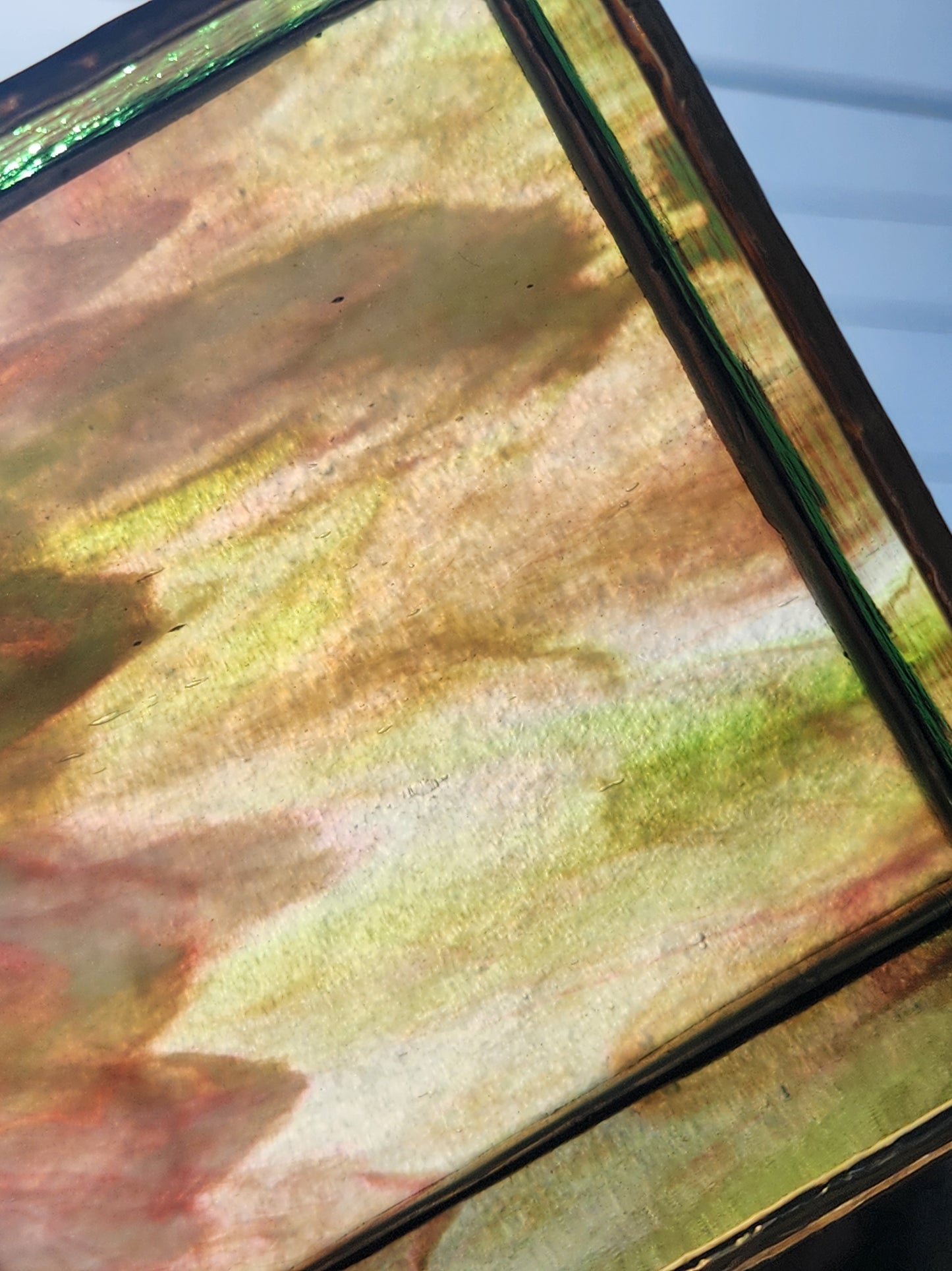 Green and Pink Stained Glass Trinket Tray