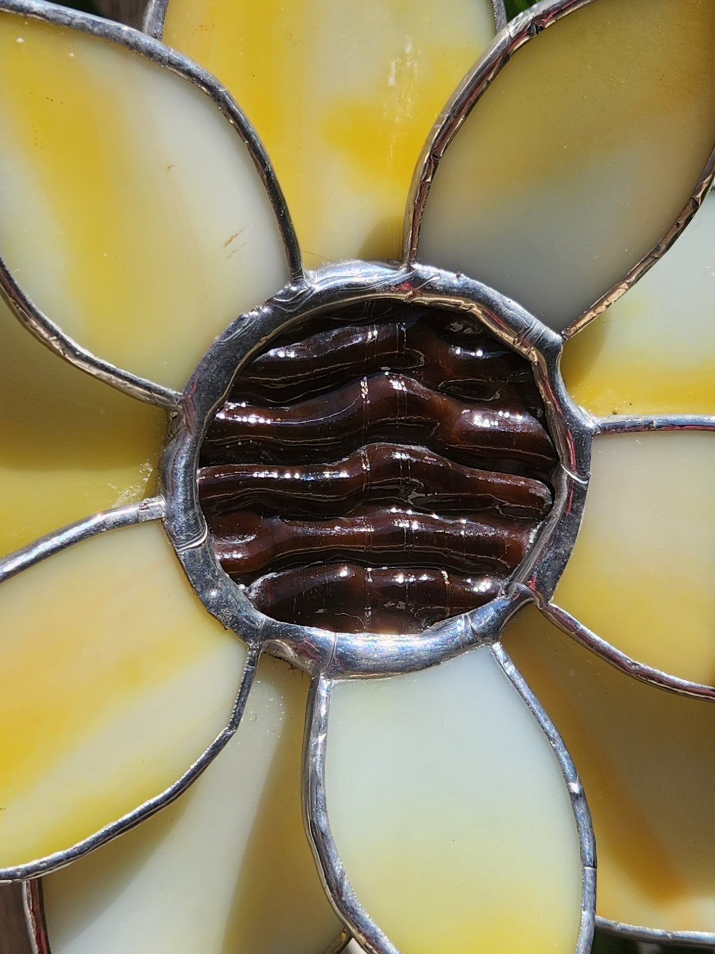 Yellow Sunflower Plant Stake with Texture Brown Center