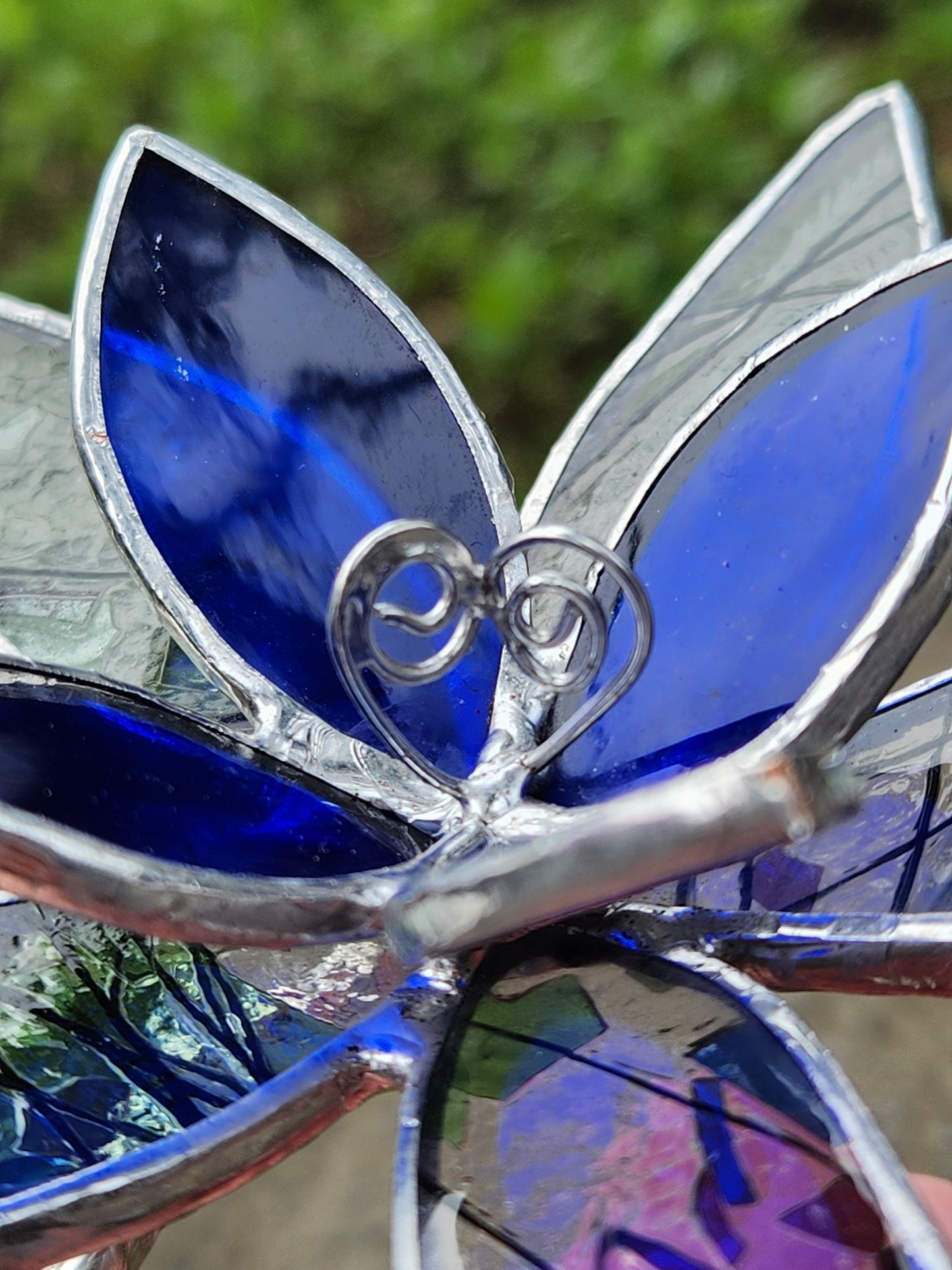 Blue Baroque & Confetti Glass Stained Glass Table Flower