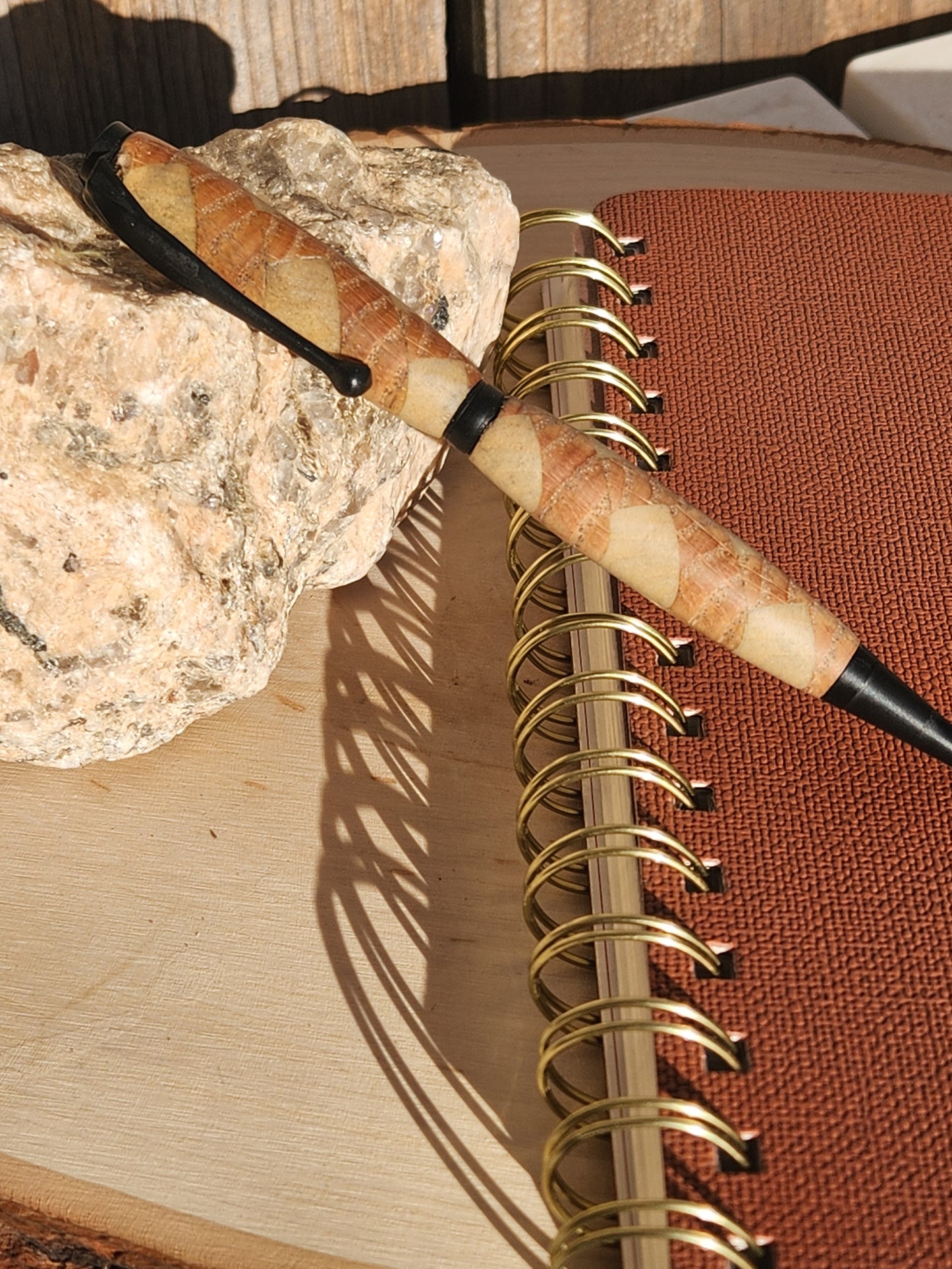 Oak & Popular Herringbone Slim Line Twist Pen