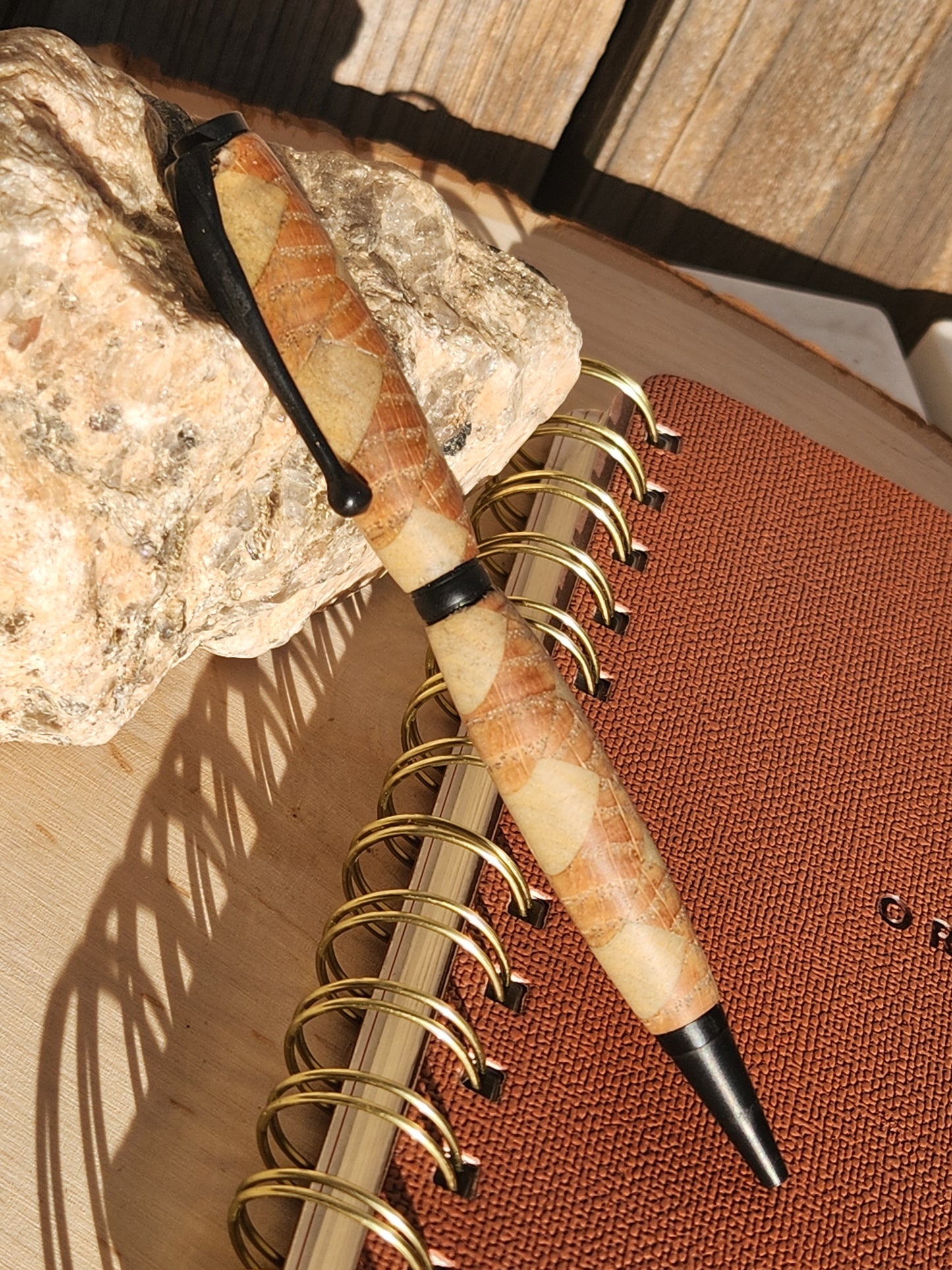 Oak & Popular Herringbone Slim Line Twist Pen