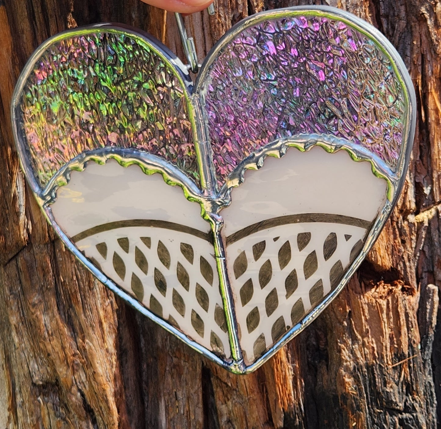 Iridescent Stained Glass Heart Shaped Booty