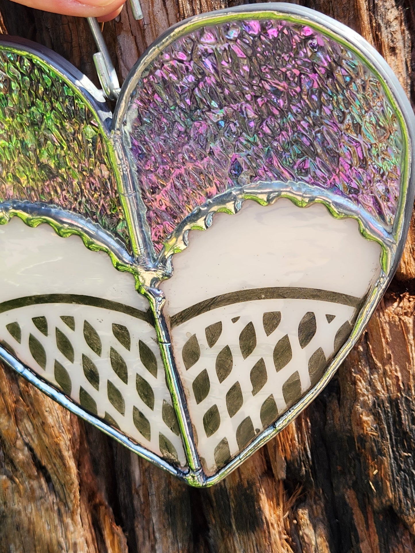 Iridescent Stained Glass Heart Shaped Booty