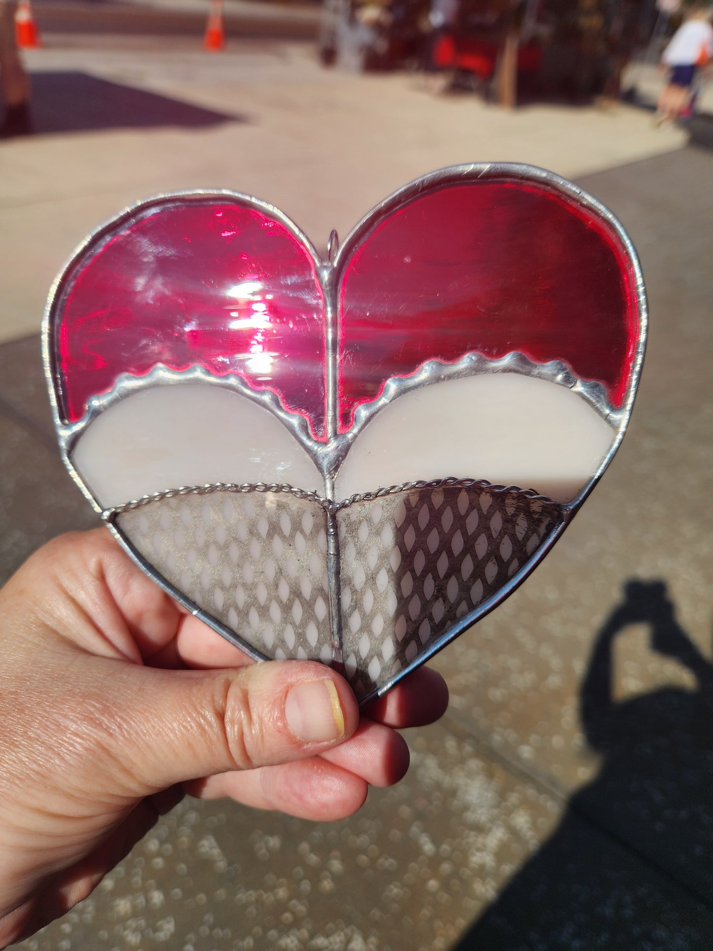 Red Mirror Stained Glass Heart Shaped Booty