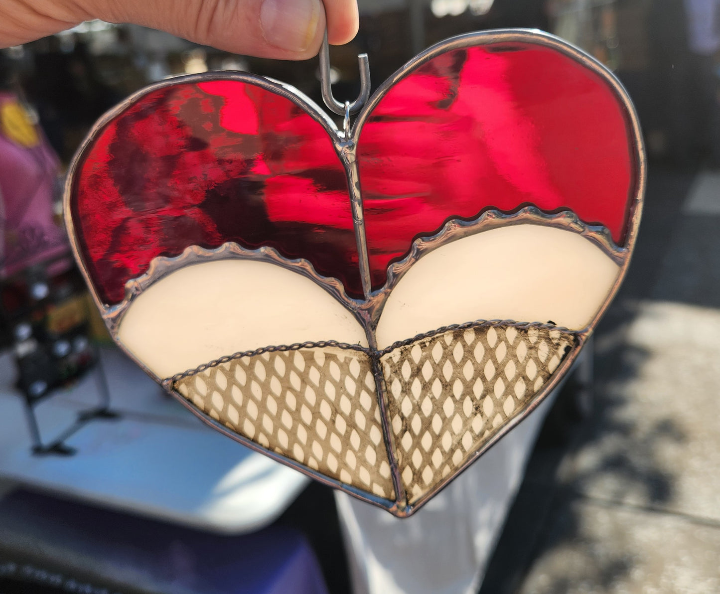 Red Mirror Stained Glass Heart Shaped Booty
