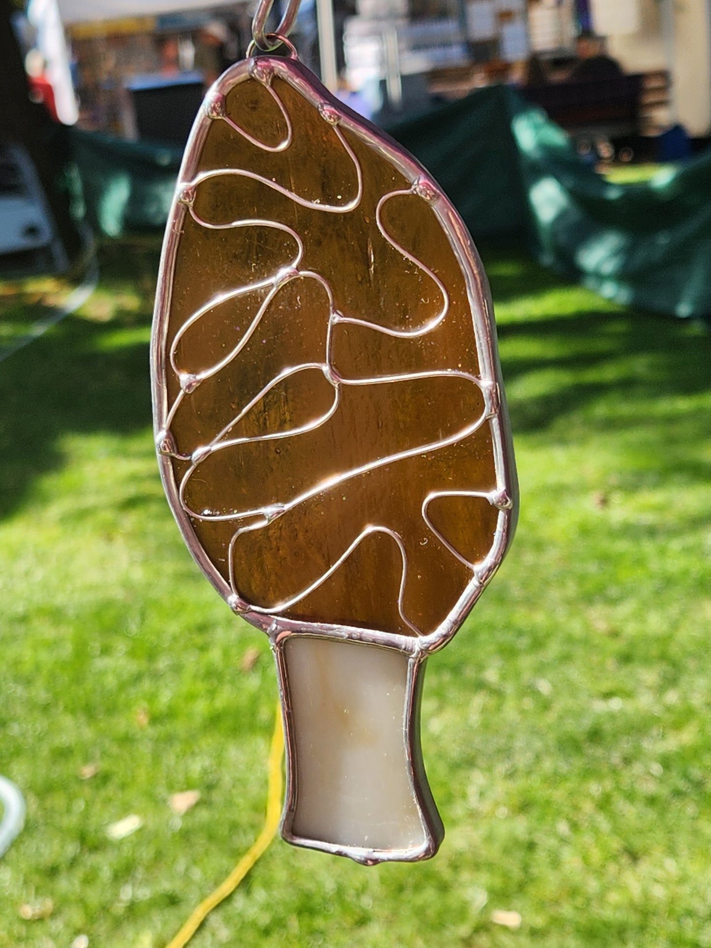 Hanging Stained Glass Morrel Mushroom