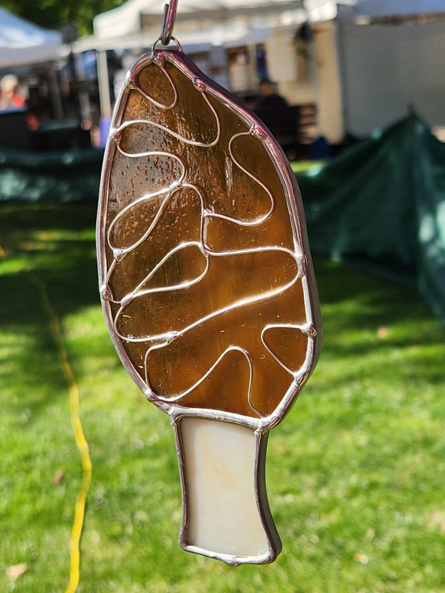 Hanging Stained Glass Morrel Mushroom