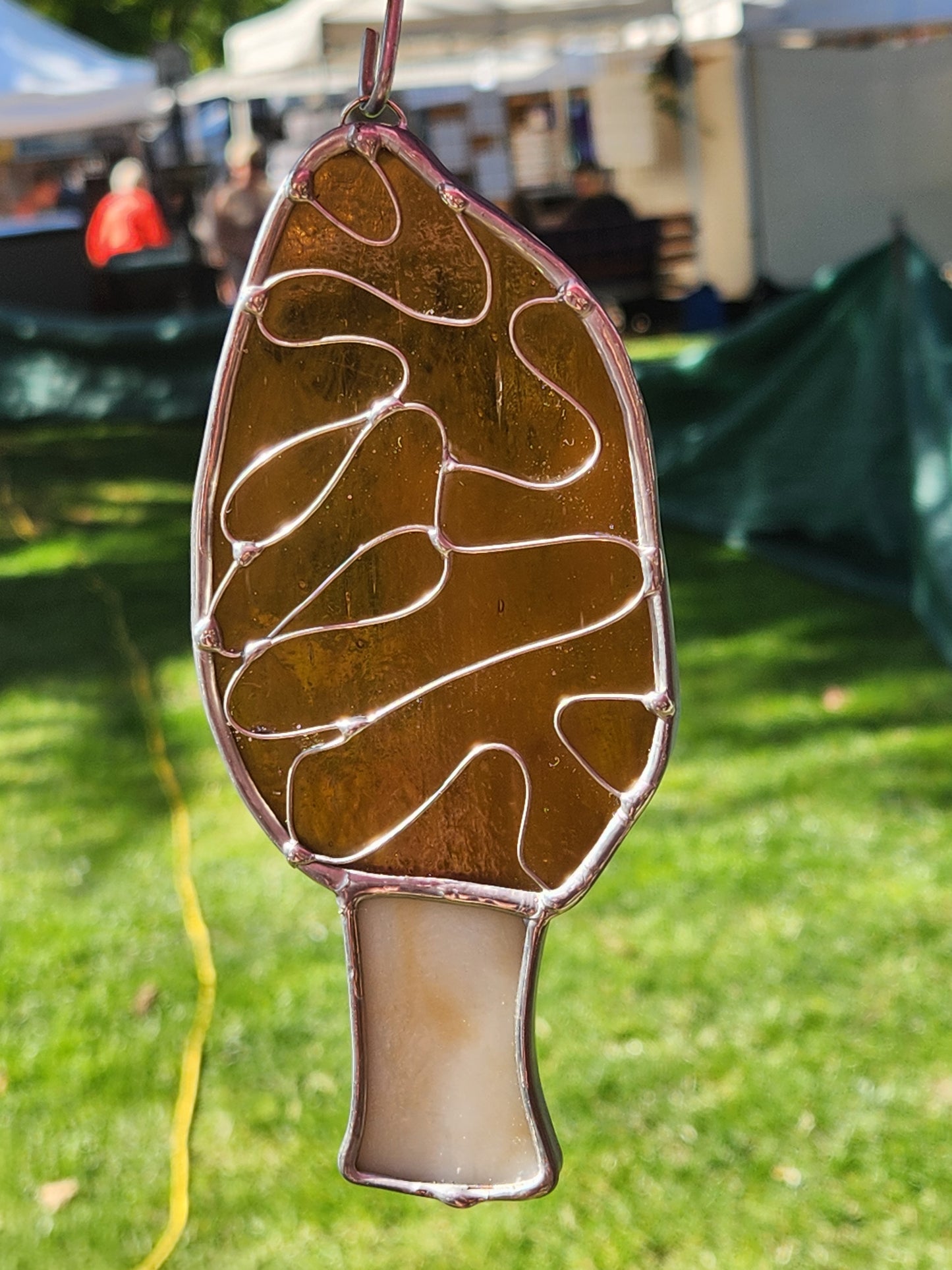 Hanging Stained Glass Morrel Mushroom