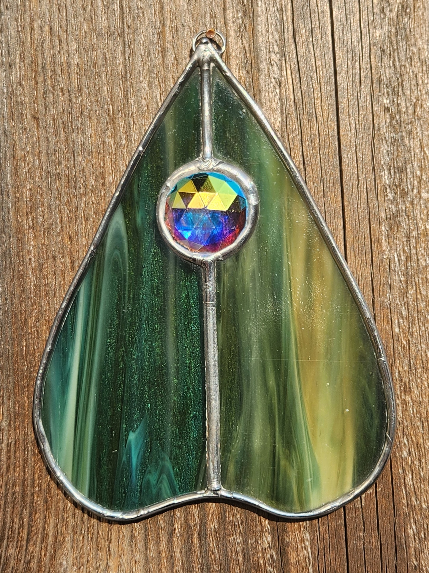 Seafoam & Iridescent Jewel Stained Glass Planchette