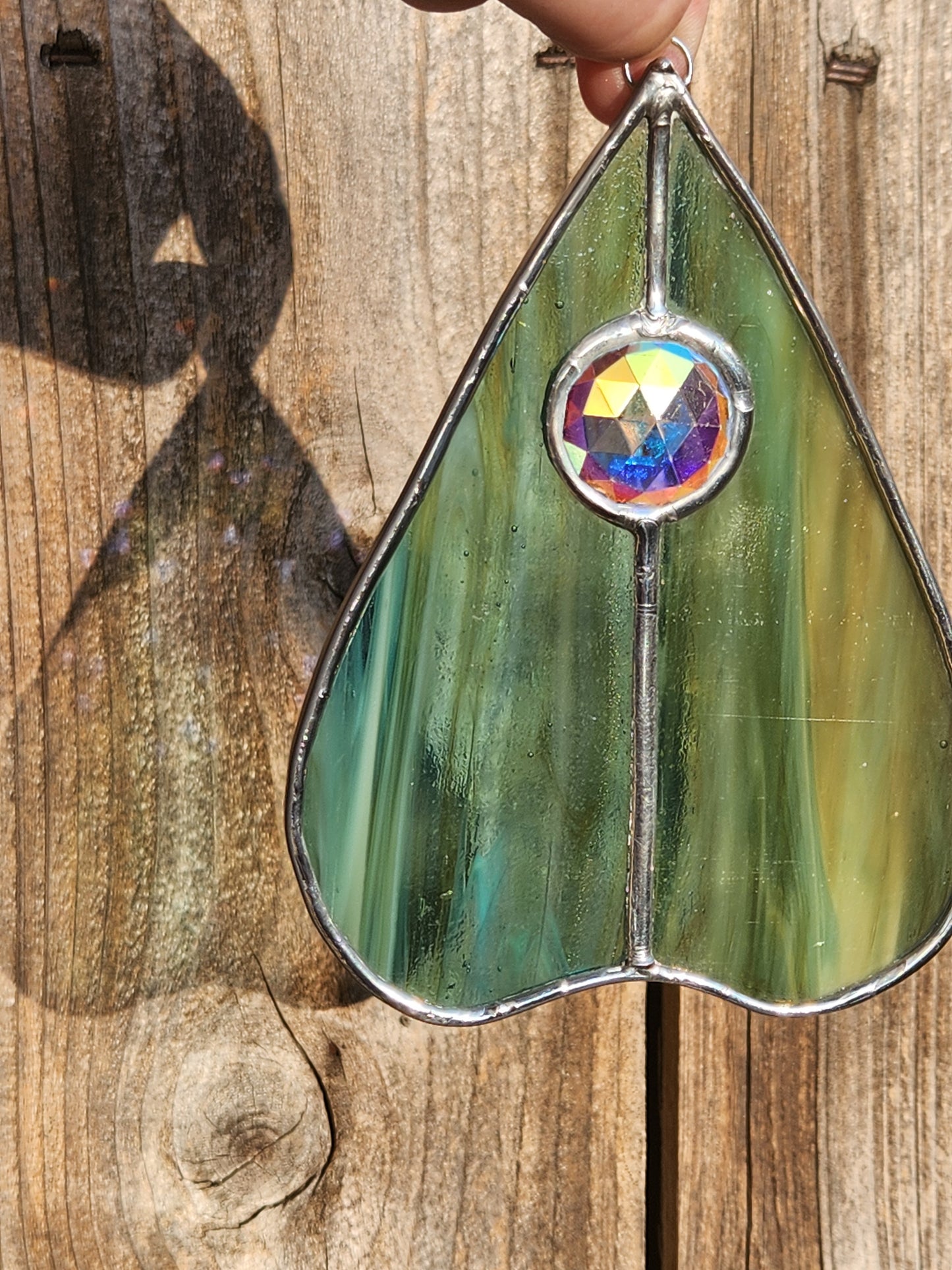Seafoam & Iridescent Jewel Stained Glass Planchette