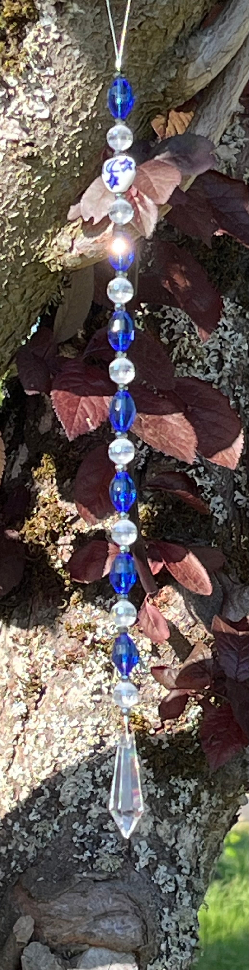Blue, Dark Gray and Disco Ball Suncatcher