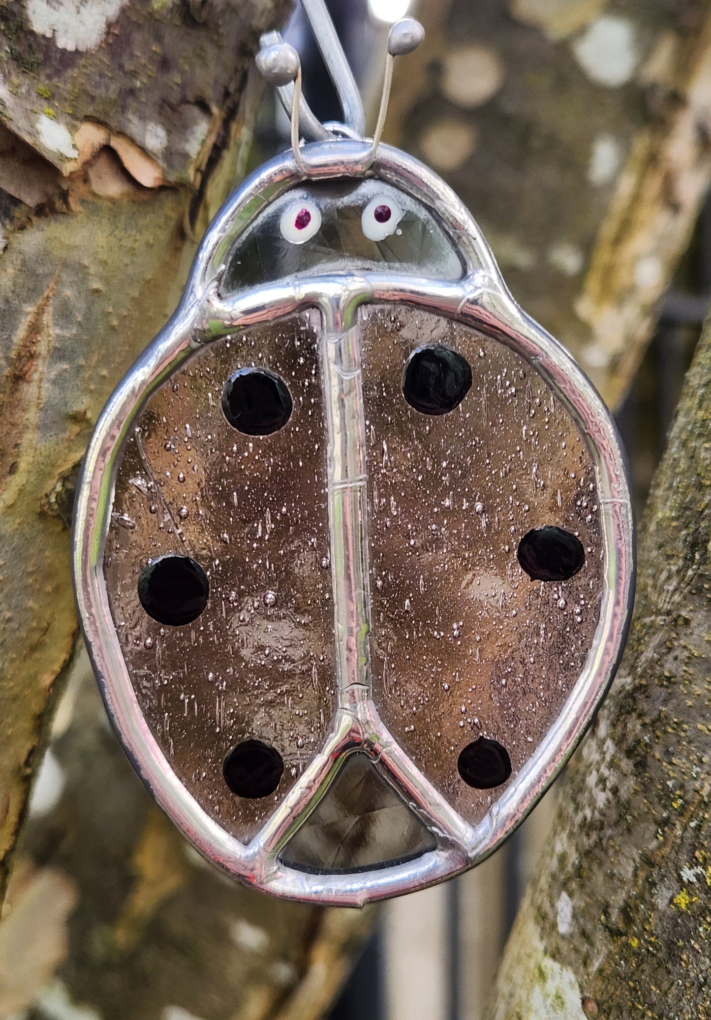 Small Hanging Light Purple Stained Glass Beetle