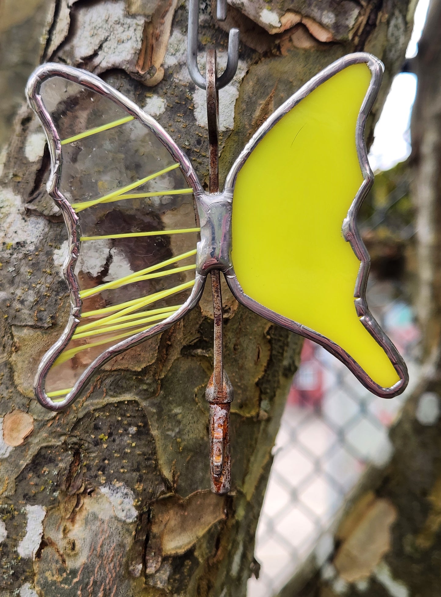 Neon Green Solid & Striker Stained Glass Flying Key