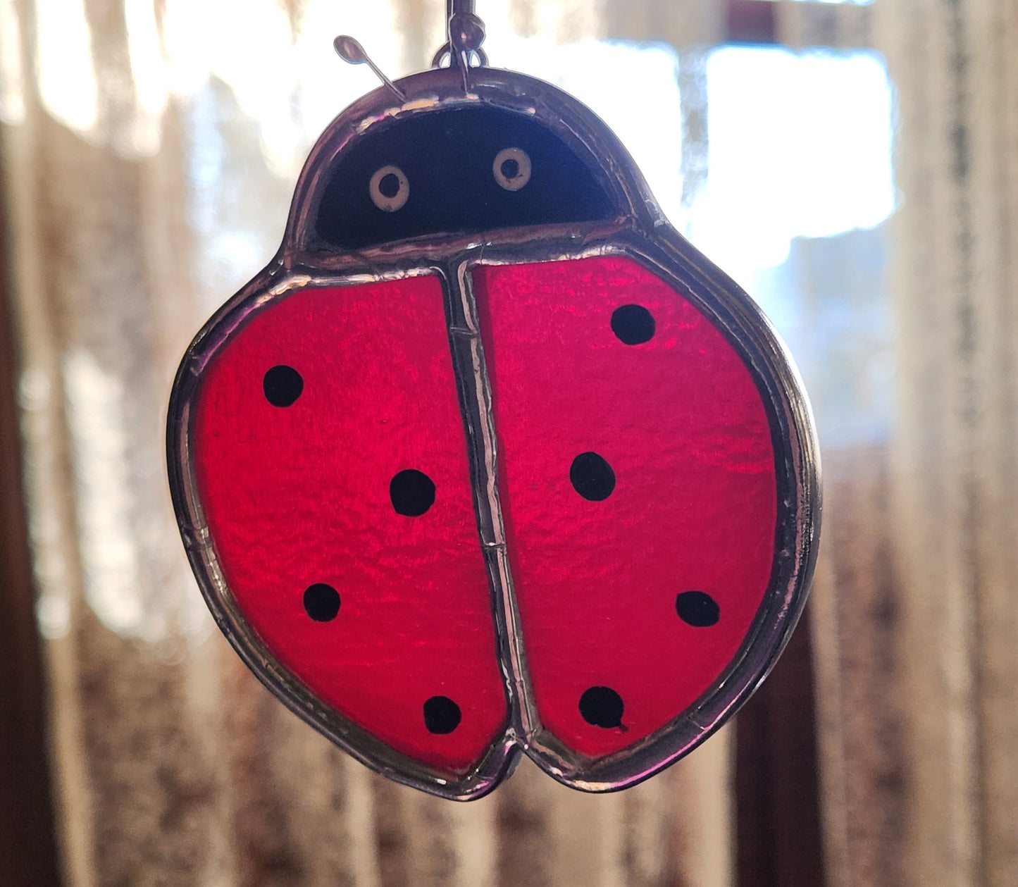 Small Hanging Red Stained Glass Ladybug