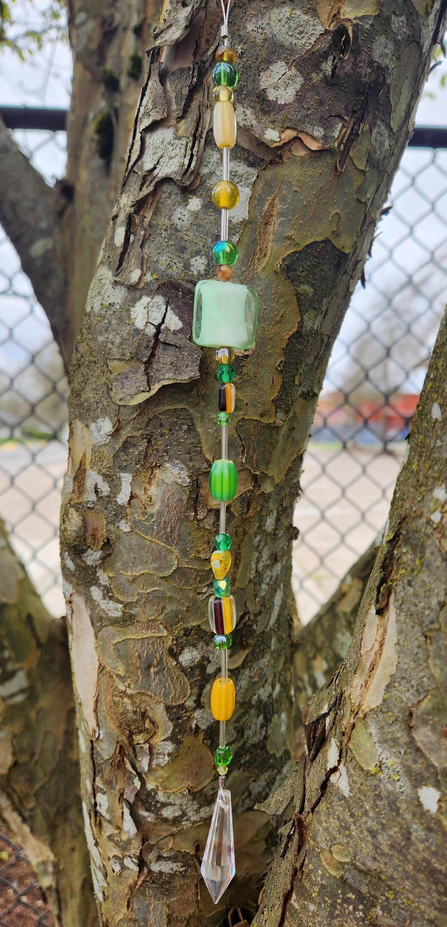 Thin Mint Green and Orange Suncatcher