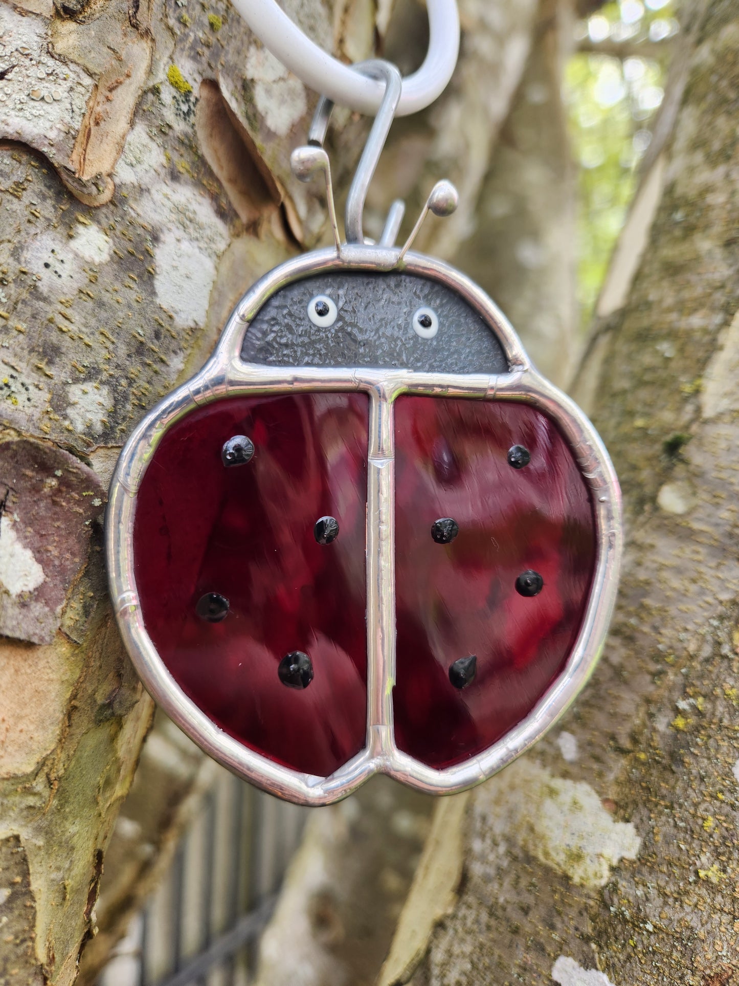 Small Hanging Red Waterglass Stained Glass Ladybug