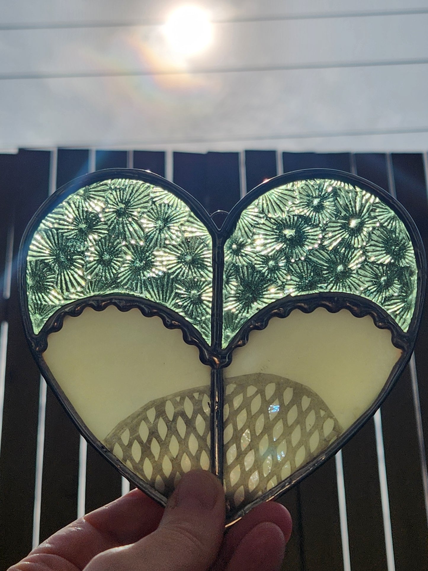 Green Florentine Stained Glass Heart Shaped Booty