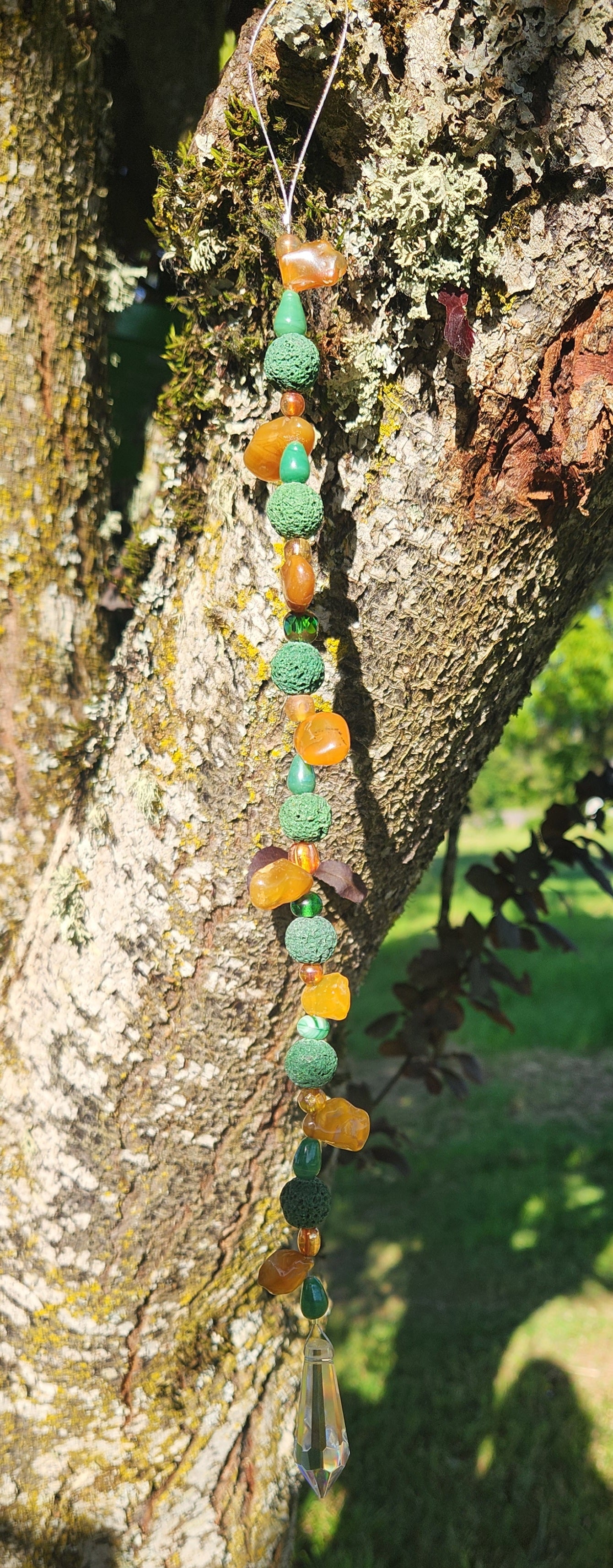 Mossy Green & Amber Suncatcher