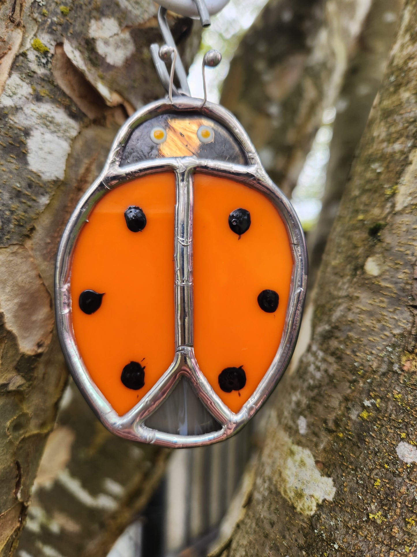 Small Hanging Orange Stained Glass Beetle
