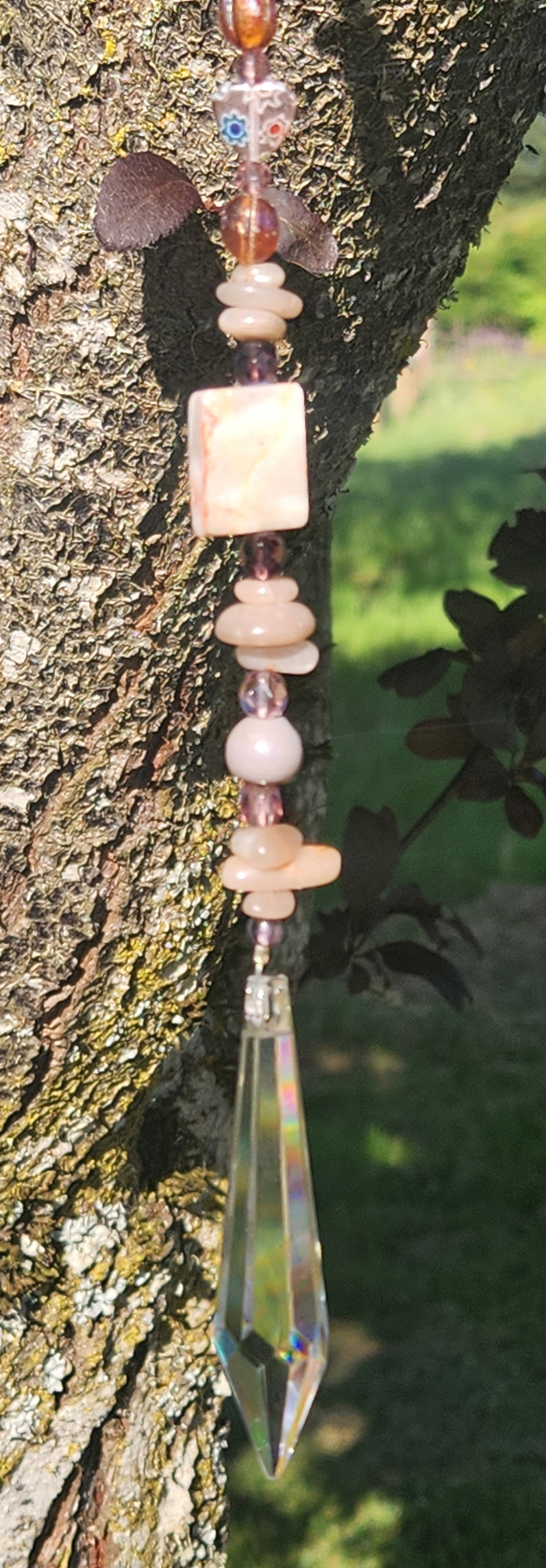 Peach Moonstone Suncatcher