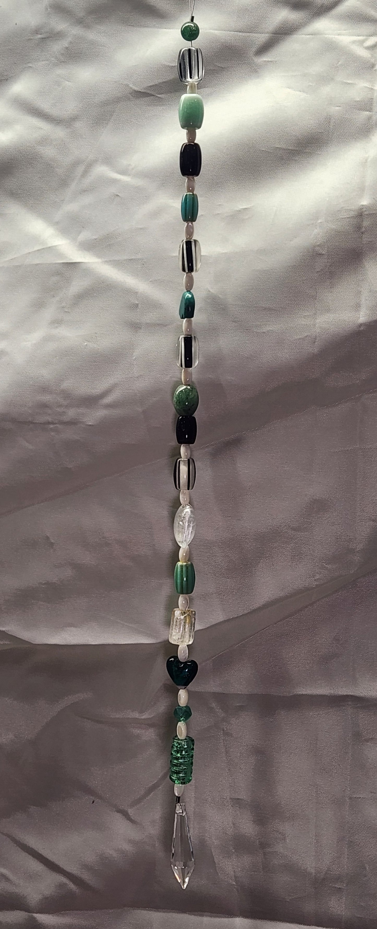 Black, White and Teal Barrel Suncatcher