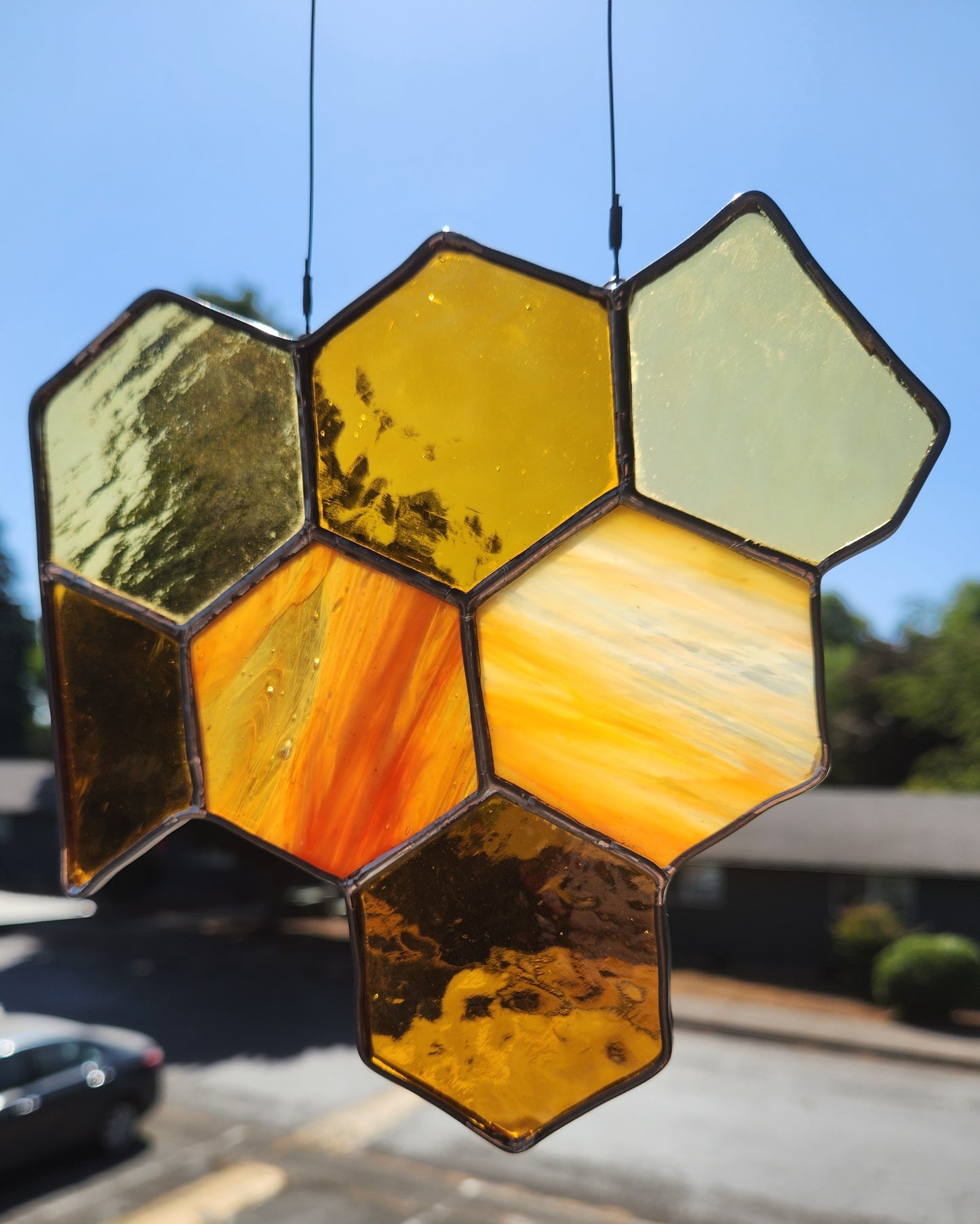 Natural Tones Stained Glass Honeycomb