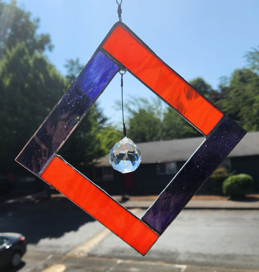 Red & Purple Stained Glass Suncatcher