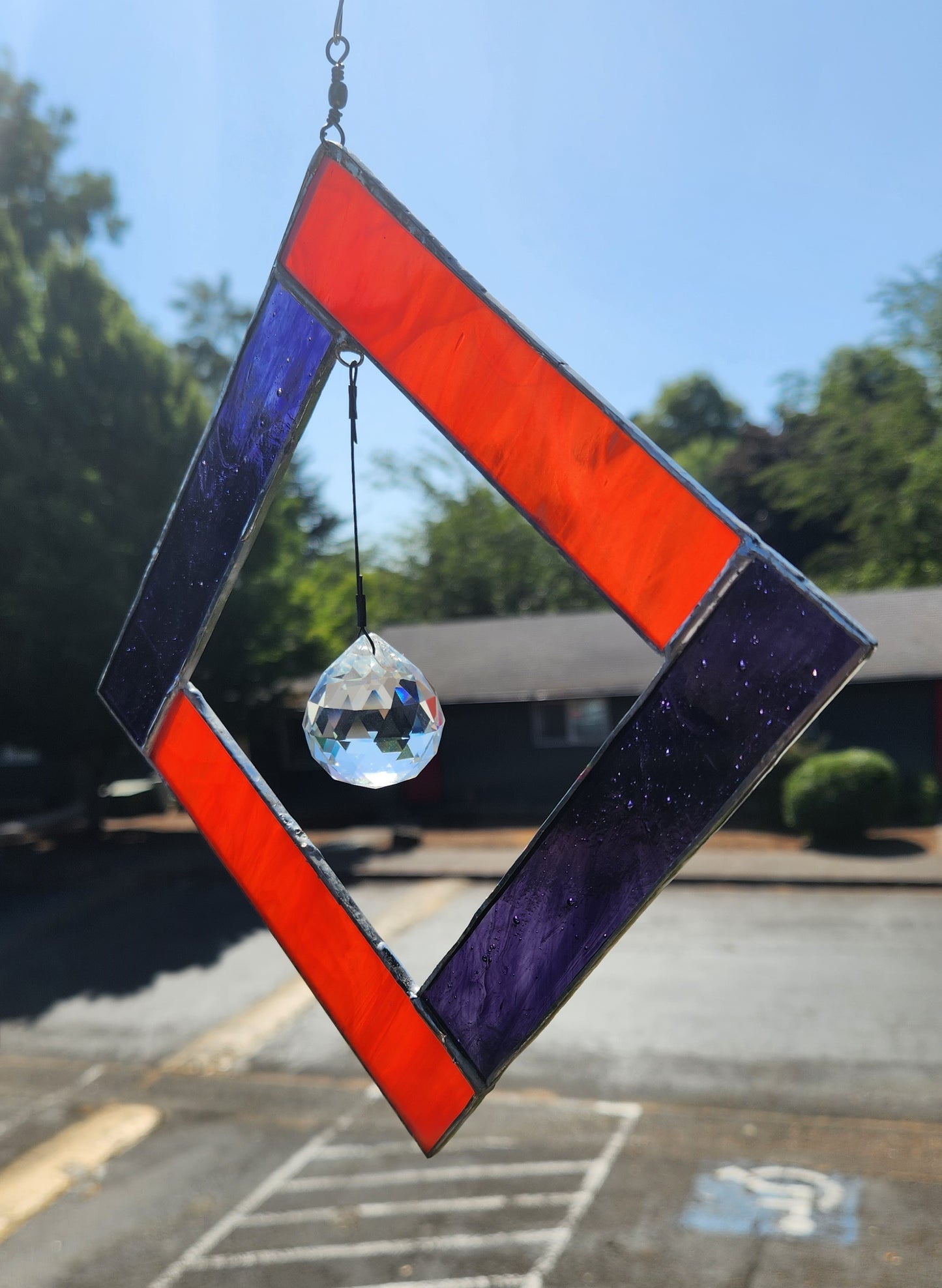 Red & Purple Stained Glass Suncatcher