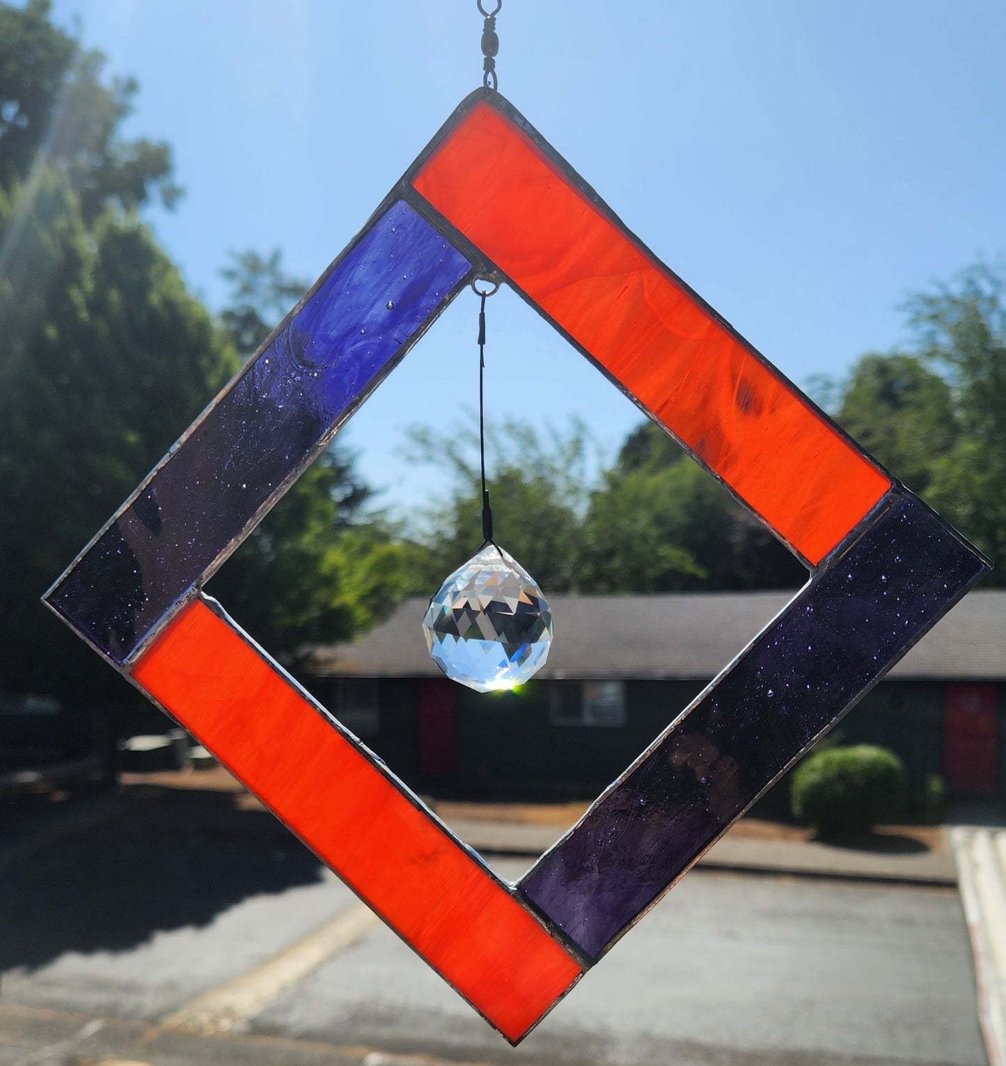 Red & Purple Stained Glass Suncatcher