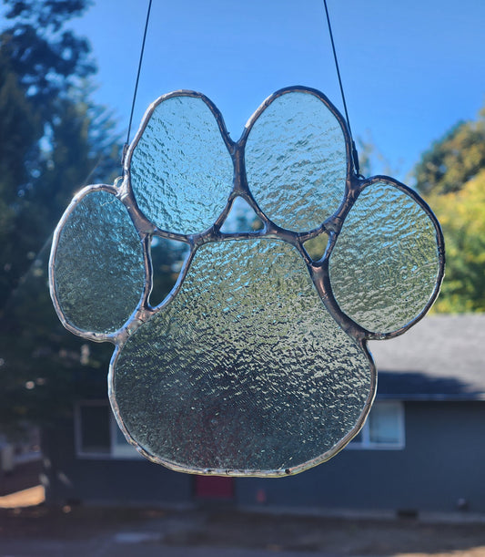 Light Green Stained Glass Paw Print