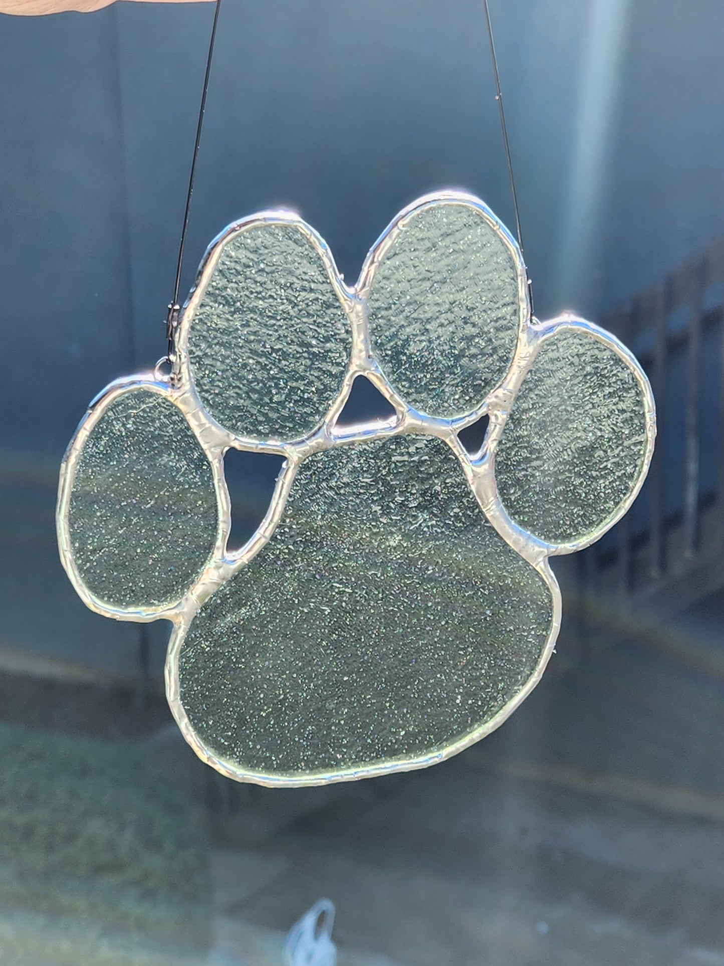 Light Green Stained Glass Paw Print