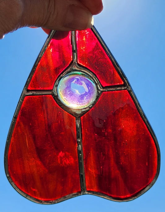 Red & AB Crystal Jewel Stained Glass Planchette