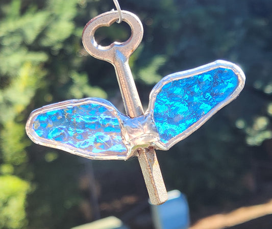 Flying Key Hammered Stained Glass