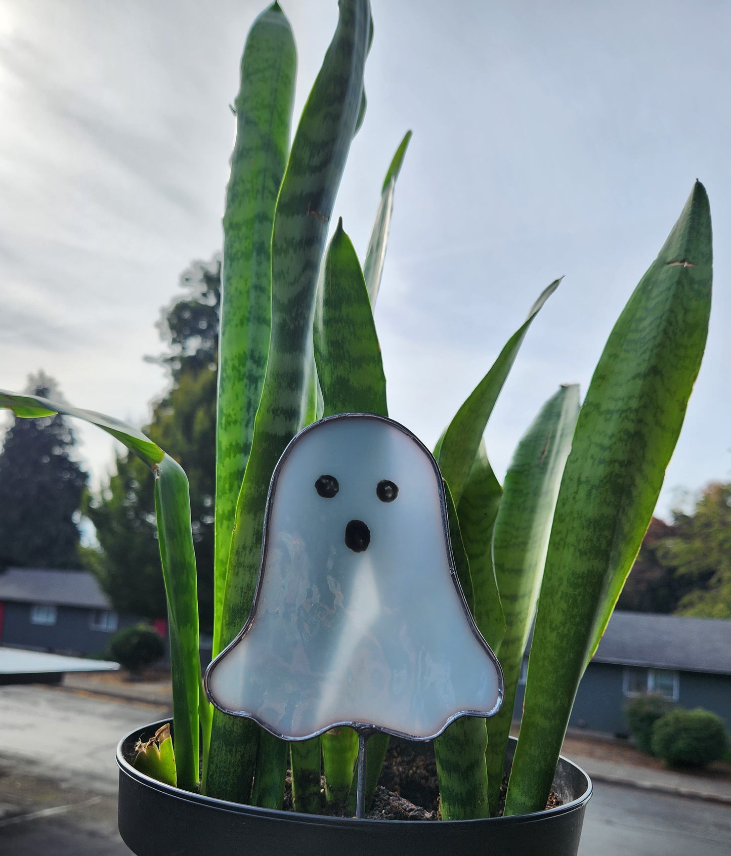 Ghost Stained Glass Plant Stake