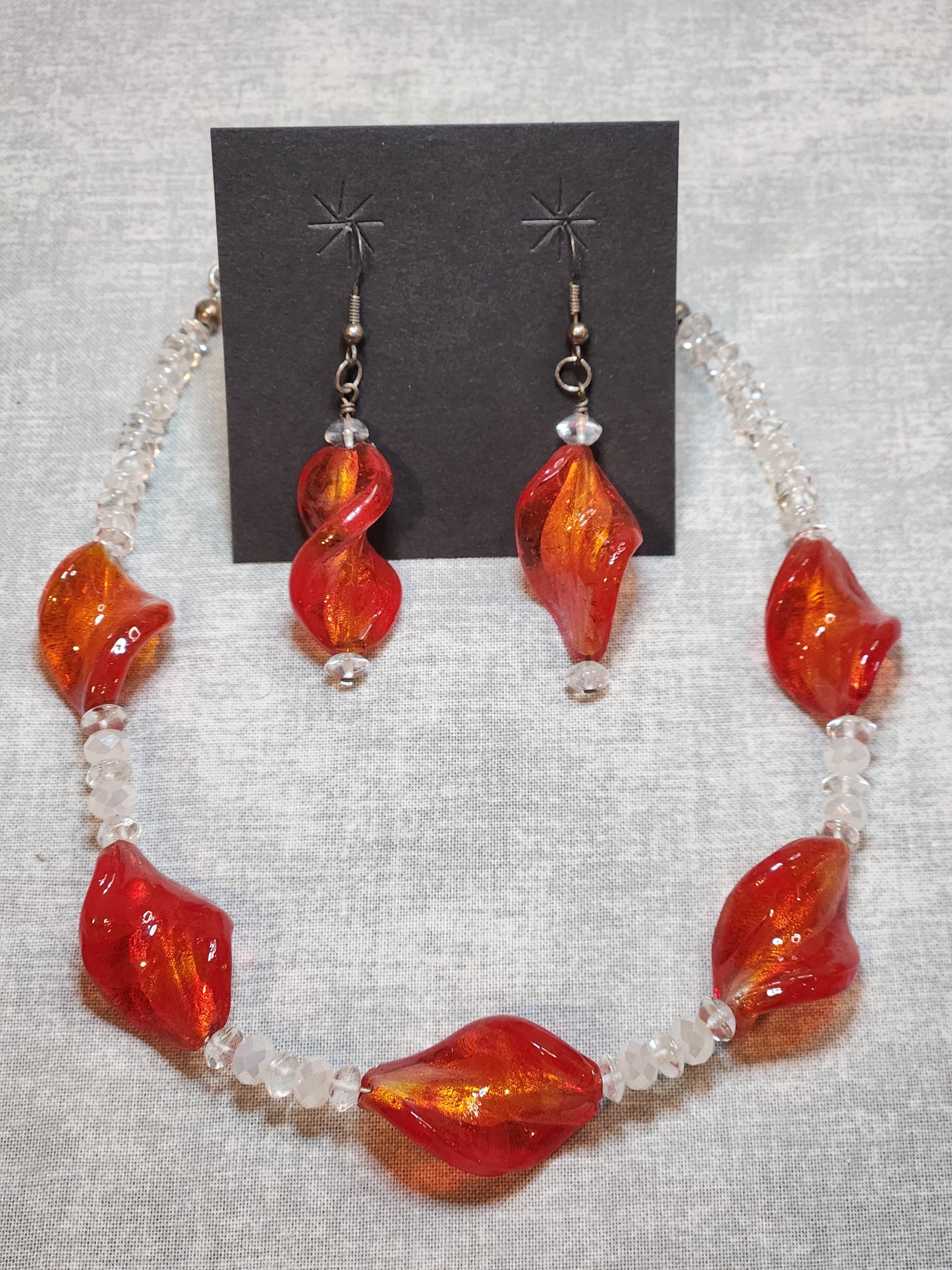 Fire & Ice Necklace & Earrings Set