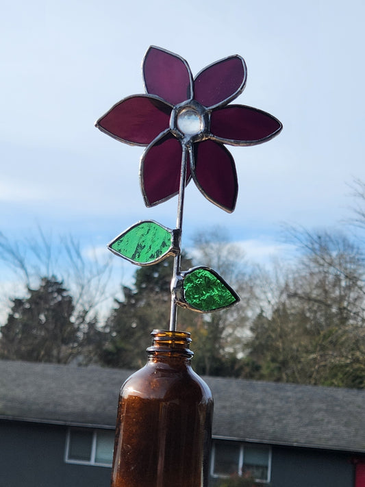 Purple Waterglass Stained Glass Potted Flower