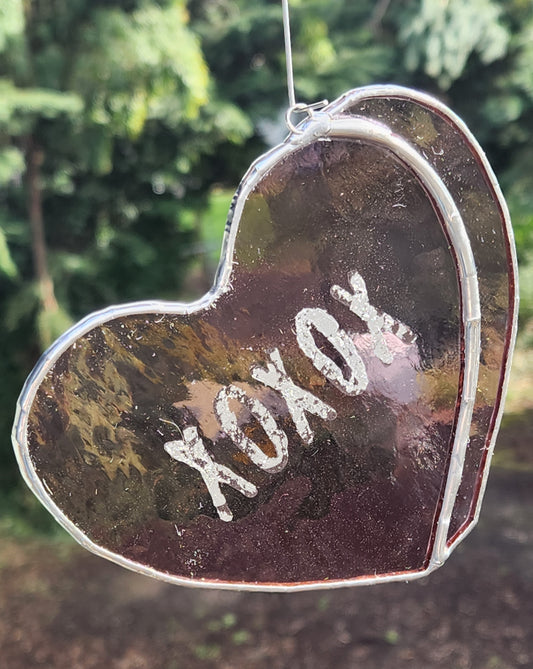 Large Mauve Stained Glass Conversation Heart