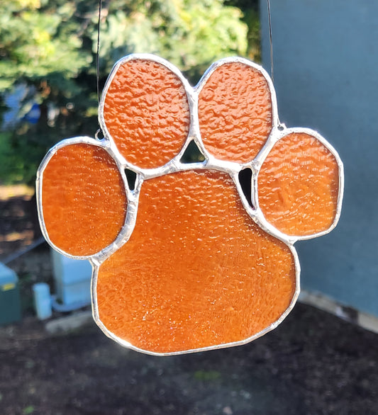 Toffee Stained Glass Paw Print