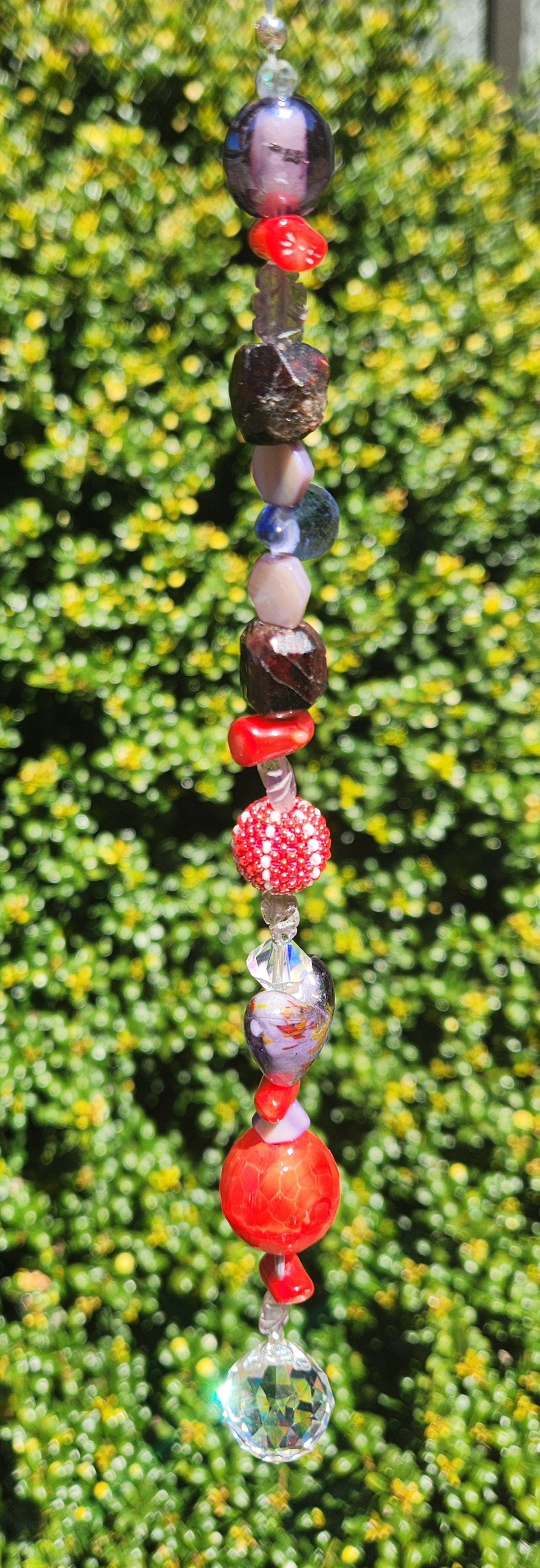 Purple Heart with Red Suncatcher