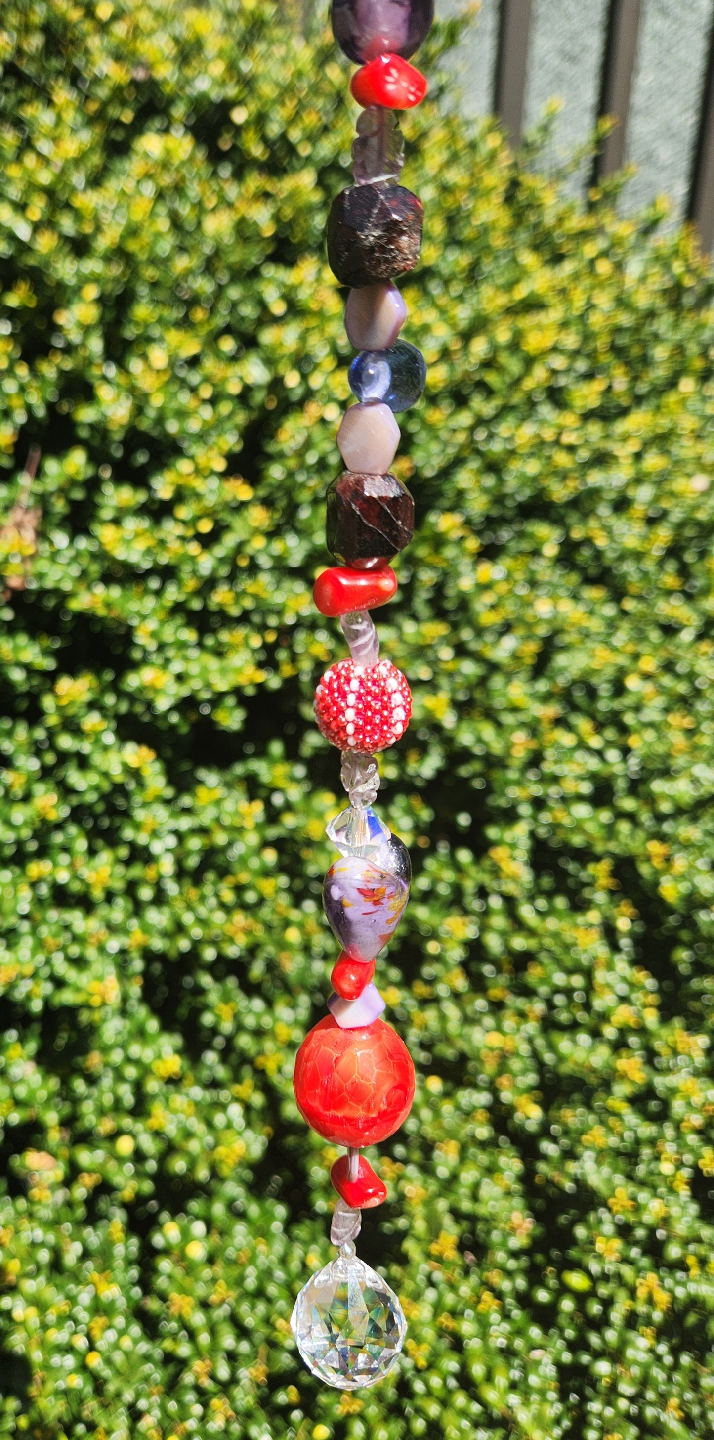 Purple Heart with Red Suncatcher