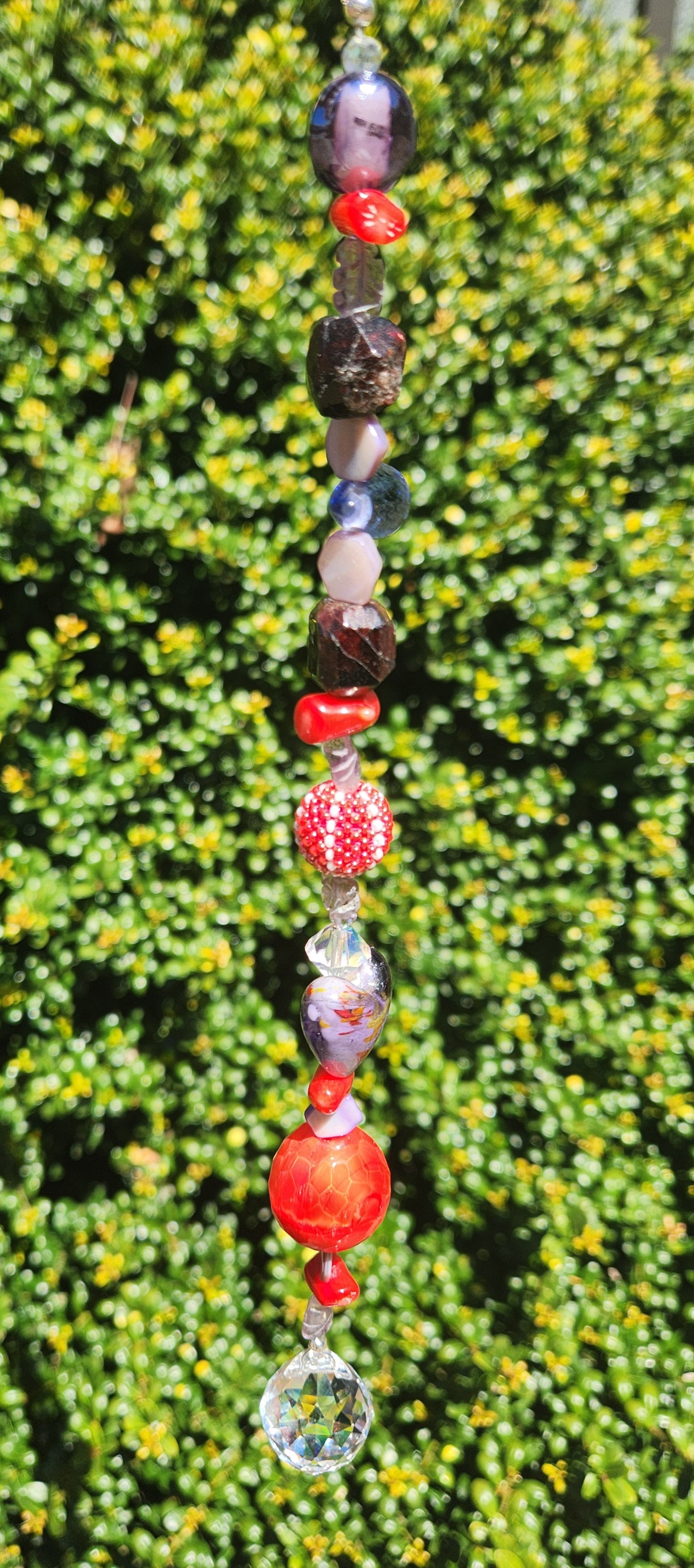 Purple Heart with Red Suncatcher