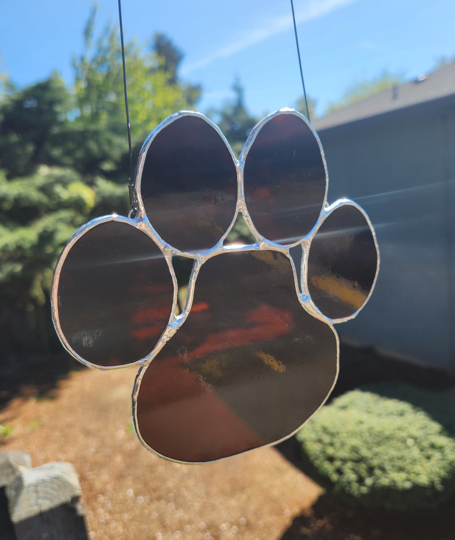 Chocolate Stained Glass Paw Print