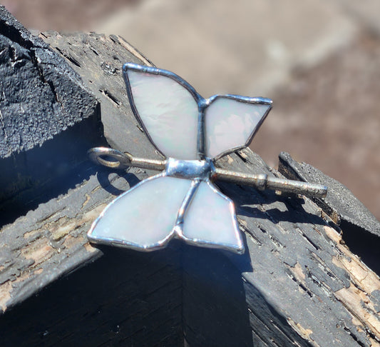 Pearlized White Stained Glass Flying Key
