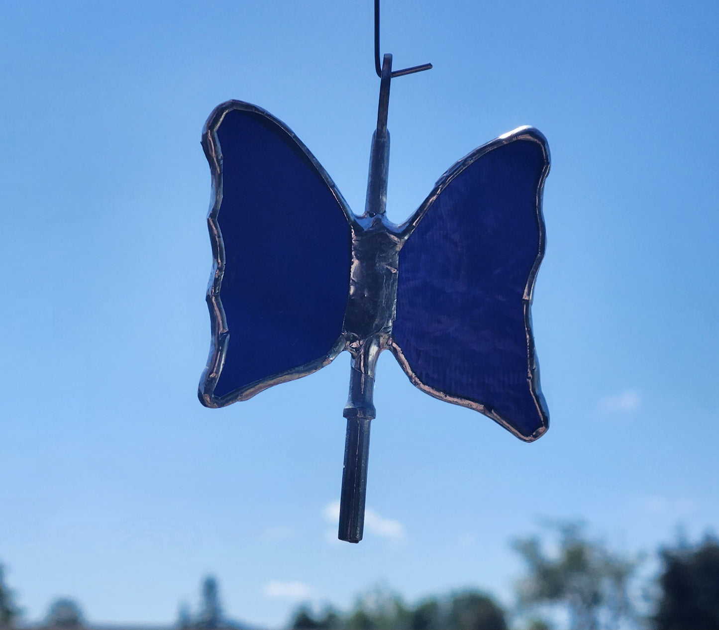 Purple Oil Slick Stained Glass Flying Key